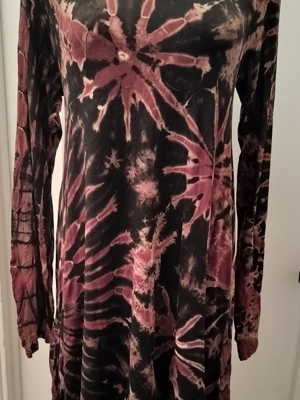 Tie Dyed Long Sleeve Dress in Black & Brown By Clea Ray